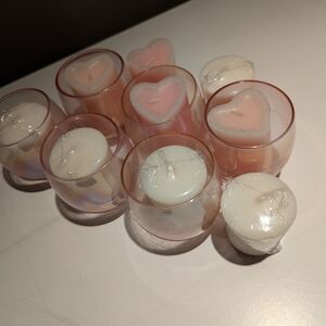 Heart-Shaped Pink and White Candle Set